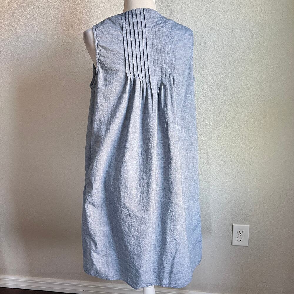 Roaman's Pintuck Embroidered Chambray Sun Dress Women's 16 Cotton Tasseled - Picture 3 of 7
